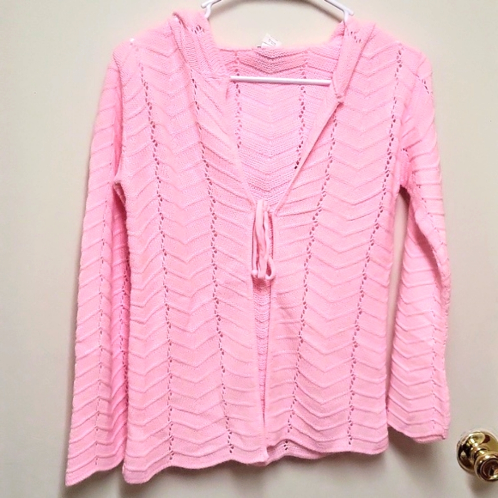Earth Girl by Anxiety Lt Pink Hooded Sweater Cardigan